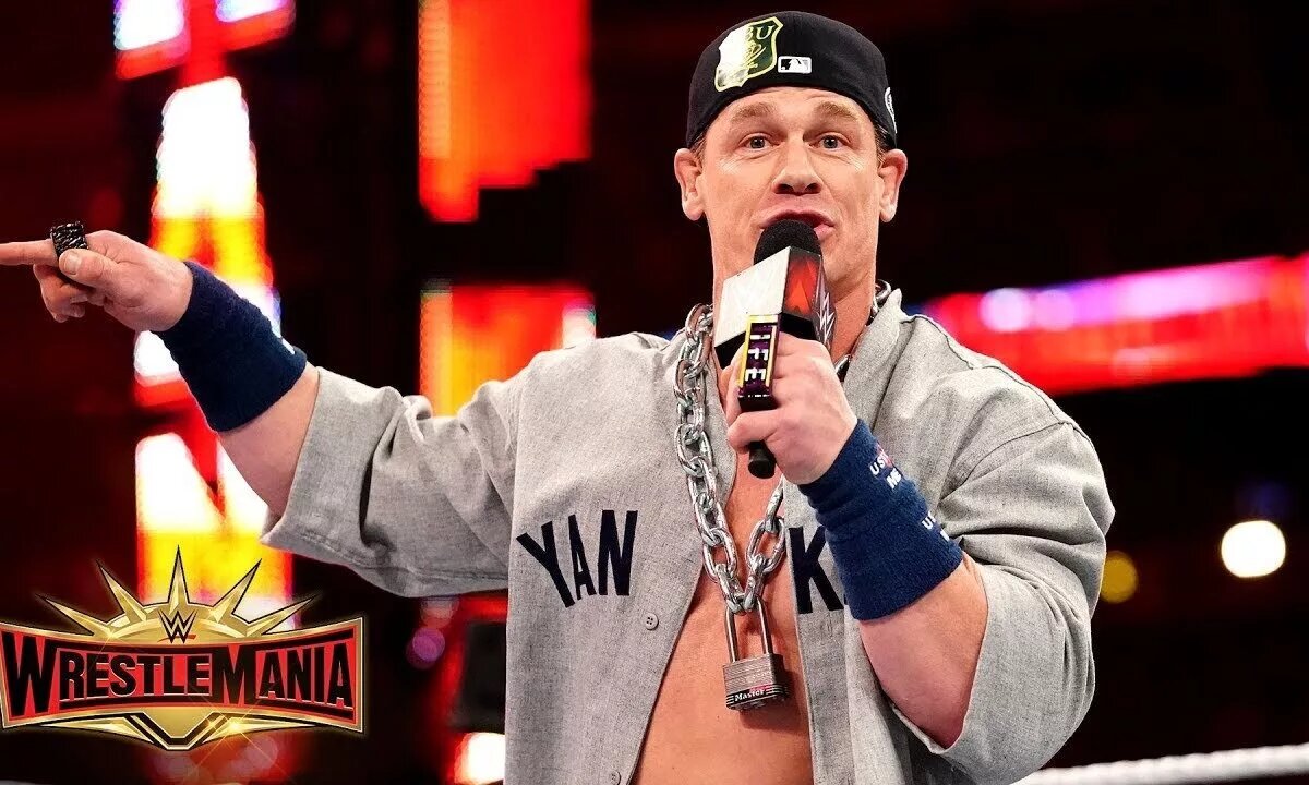 A photo of John Cena in his "Dr. of Thuganomics" gimmick at WWE WrestleMania 36.