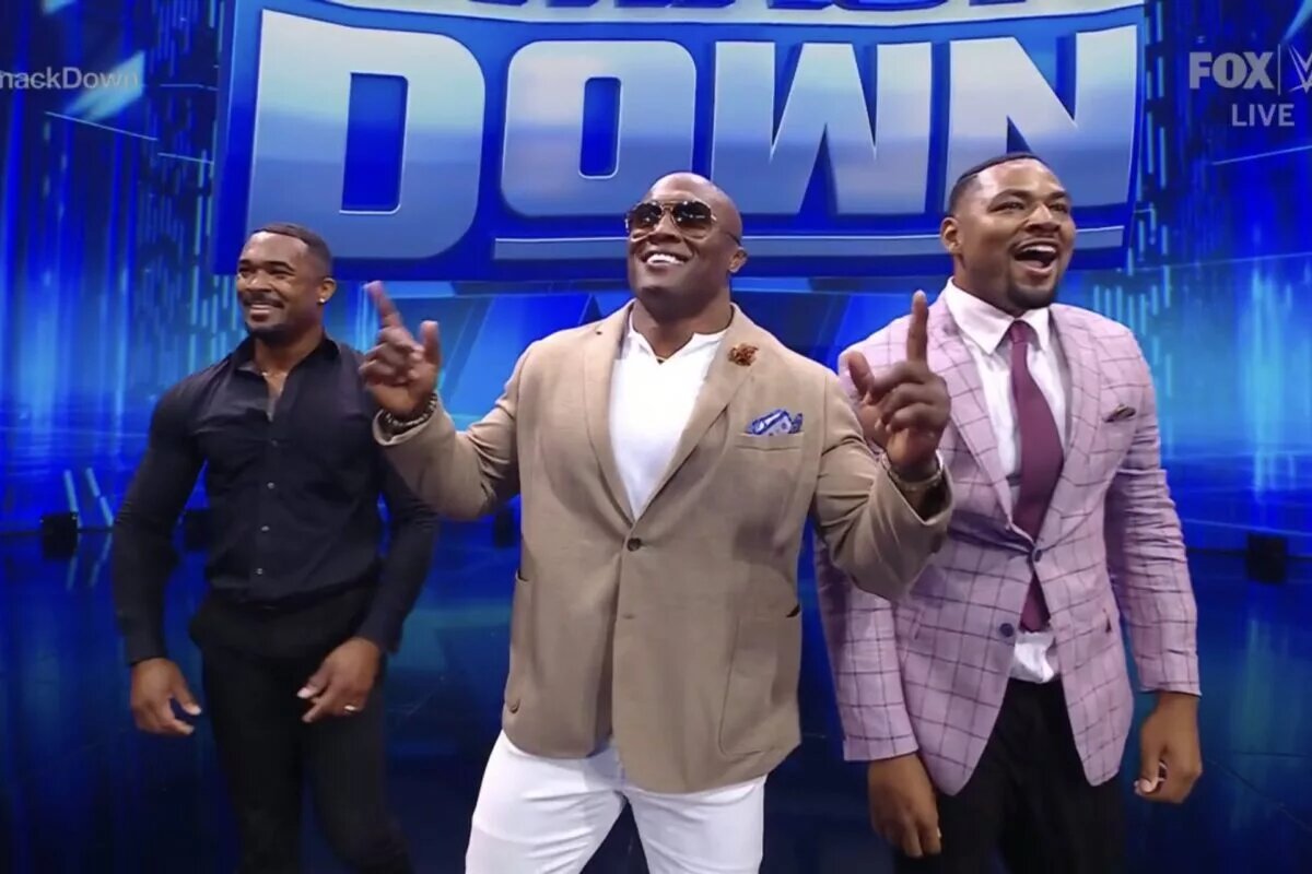 A photo of Bobby Lashley and the Street Profits on WWE SmackDown.
