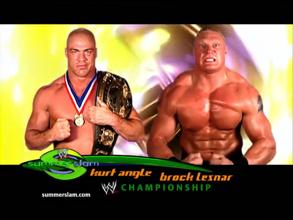 A photo of Kurt Angle and Brock Lesnar from WWE SummerSlam.
