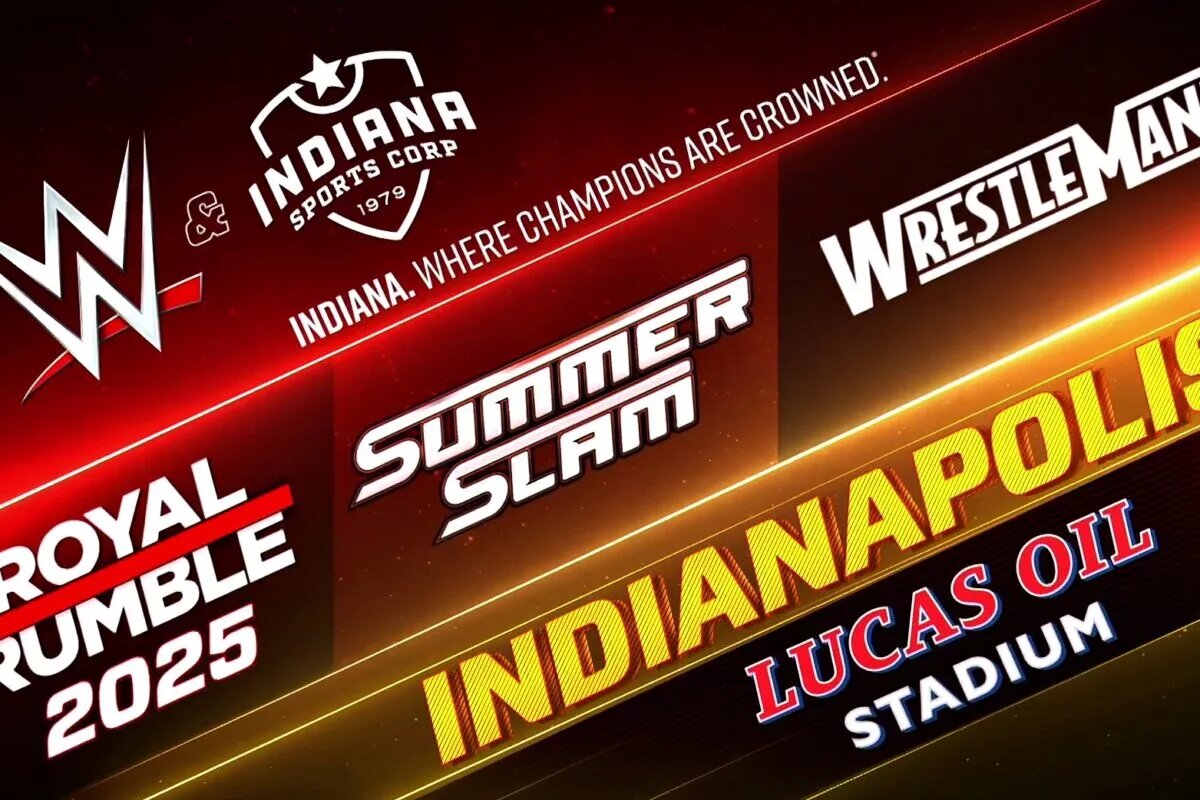 A graphic for WWE events like SummerSlam, WrestleMania, Royal Rumble.