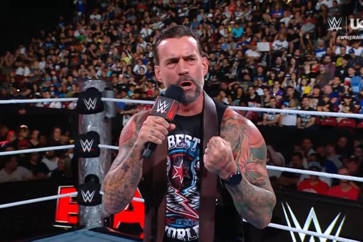 A photo of CM Punk during his Taylor Swift remarks during WWE Raw.