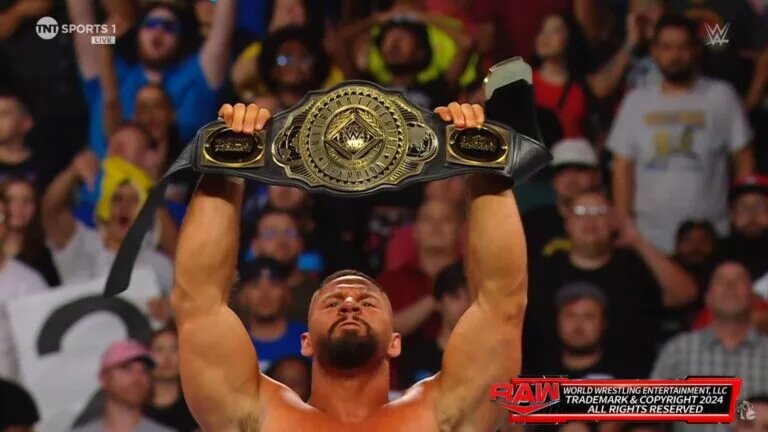 A photo of WWE Intercontinental Champion Bron Breakker on WWE Monday Night Raw.