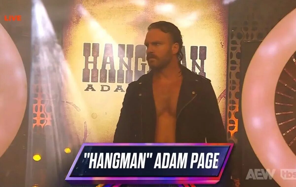 A photo of AEW Superstar "Hangman" Adam Page on AEW Dynamite.