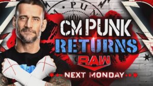 A WWE Raw match graphic featuring CM Punk.