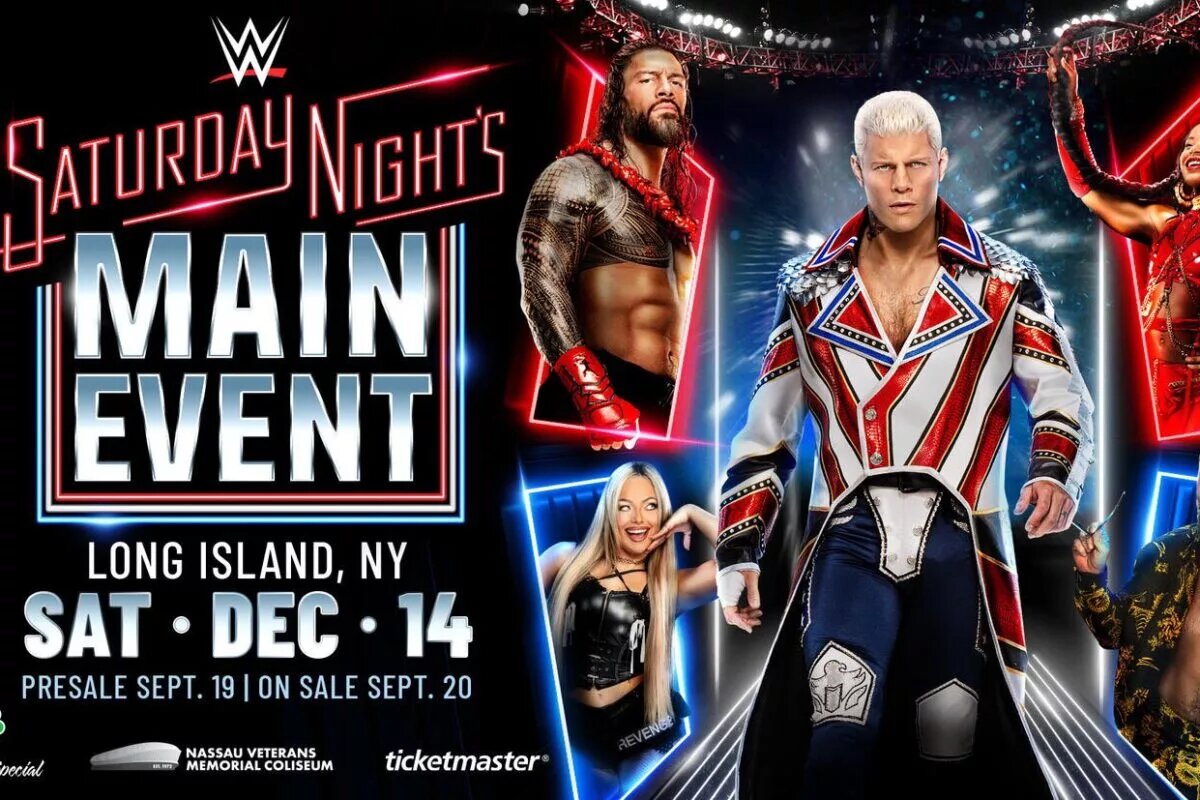 A match graphic for WWE Saturday Night's Main Event.
