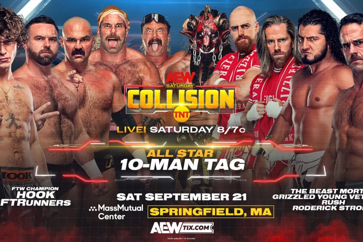A match graphic for AEW Collision.