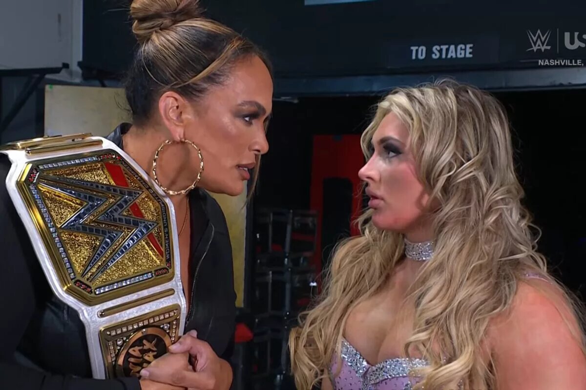 A photo featuring WWE Superstars Nia Jax and Tiffany Stratton.