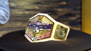 A photo of the WWE Women's United States Championship unveiled on WWE SmackDown.