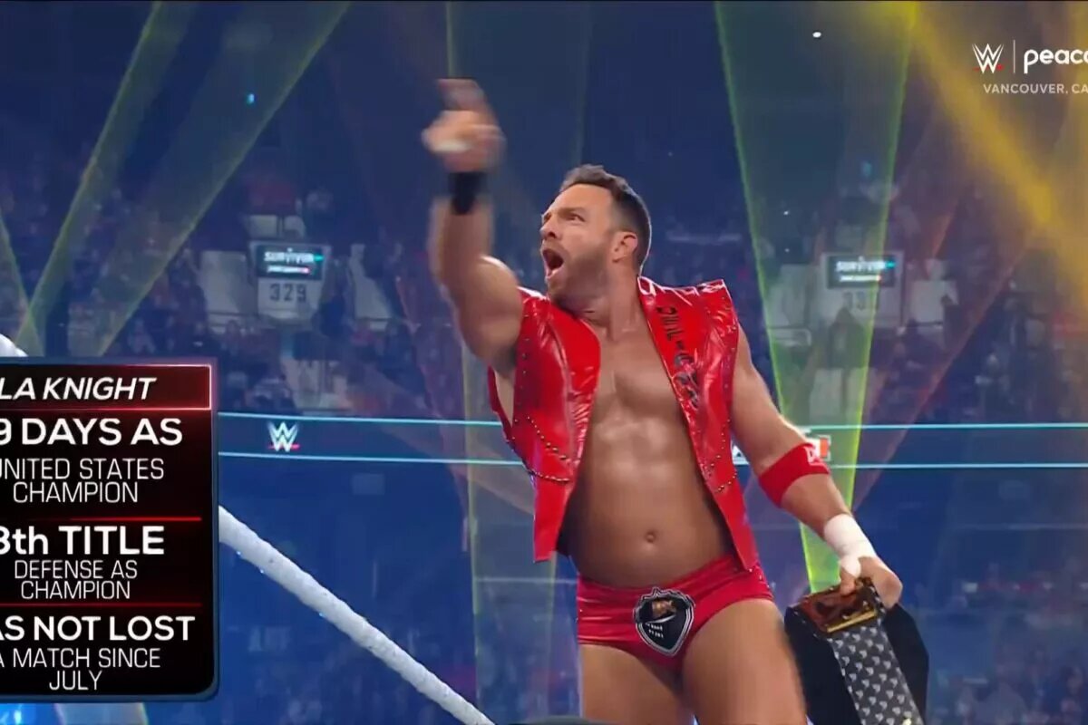 A photo of former WWE United States Champion LA Knight from Survivor Series 2024: WarGames.