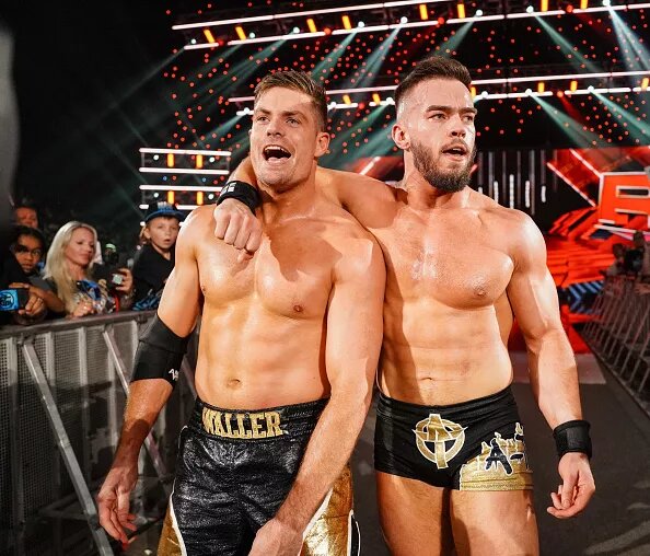A photo of former WWE SmackDown Superstars A-Town Down Under, now WWE Raw Superstars traded in exchange for Damian Priest.