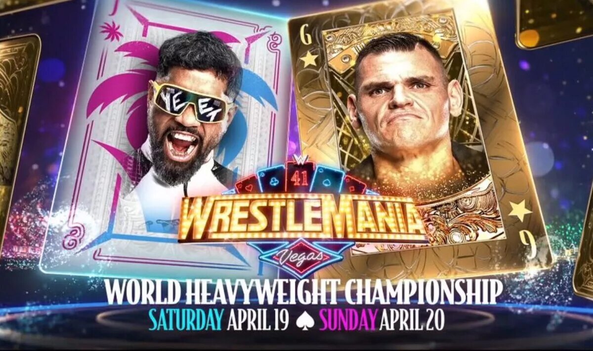 A WWE WrestleMania 41 graphic featuring Gunther and Jey Uso.