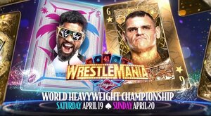 A WWE WrestleMania 41 graphic featuring Gunther and Jey Uso.