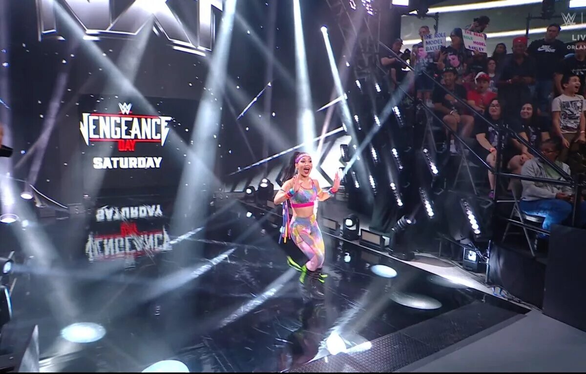 A photo of Roxanne Perez on WWE NXT impersonating Bayley.