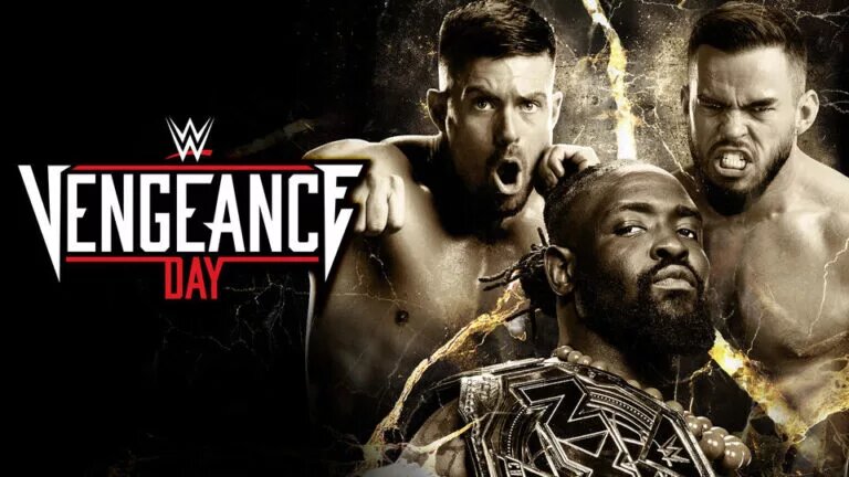 A WWE NXT Vengeance Day 2025 graphic featuring A-Town Down Under and Oba Femi.