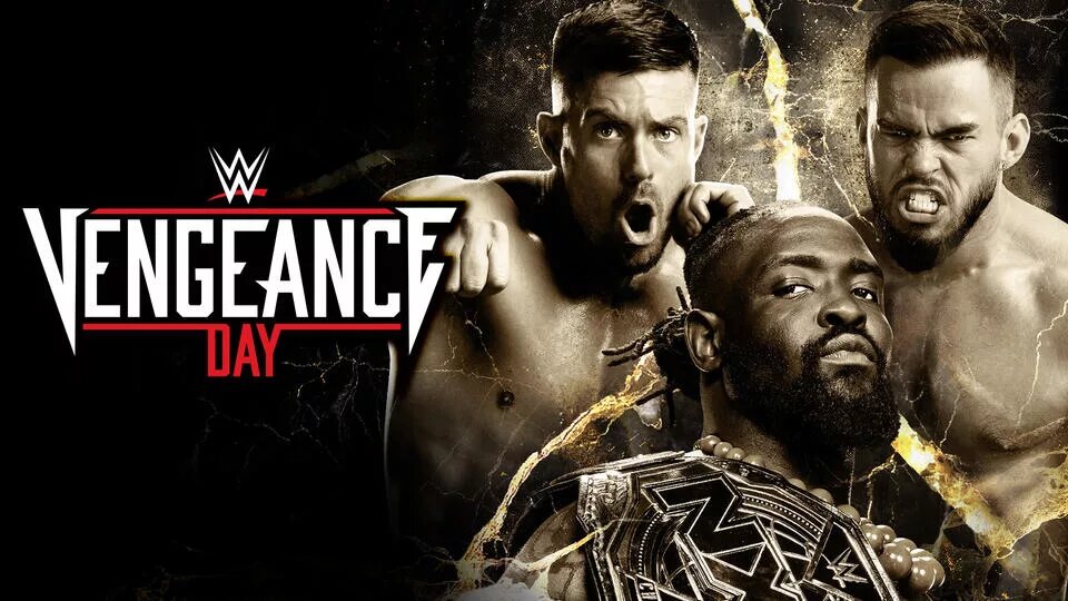 A WWE NXT Vengeance Day 2025 graphic featuring A-Town Down Under and Oba Femi.