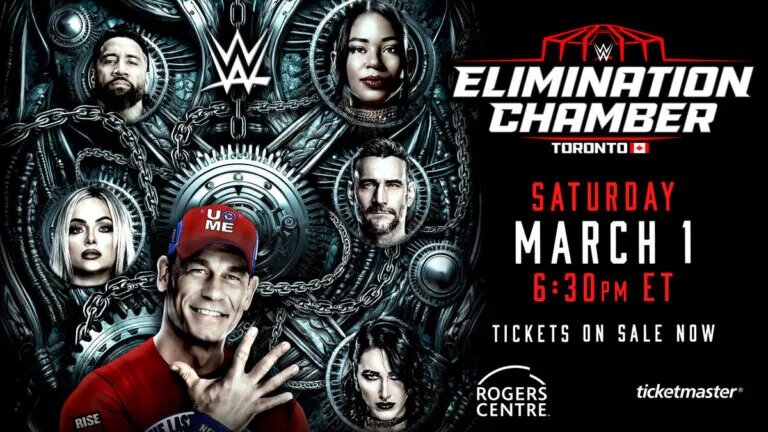 Official poster for WWE Elimination Chamber 2025 that featured the return of Randy Orton, attacking Kevin Owens.