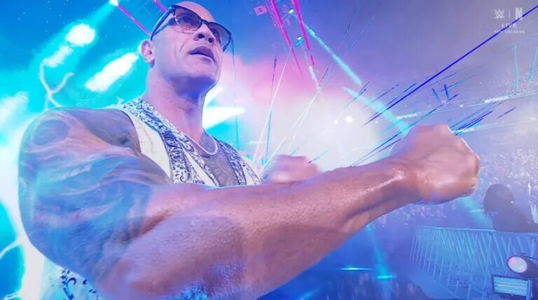 A photo of The Rock on WWE SmackDown, as he announced the host city for WWE WrestleMania 42.