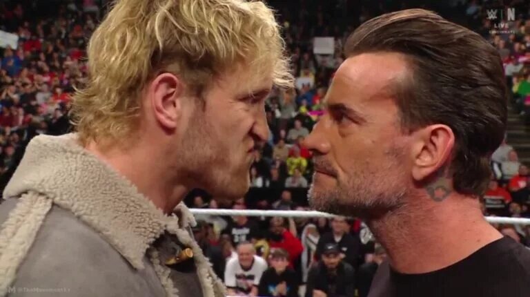 A photo of CM Punk and Logan Paul on WWE Raw.