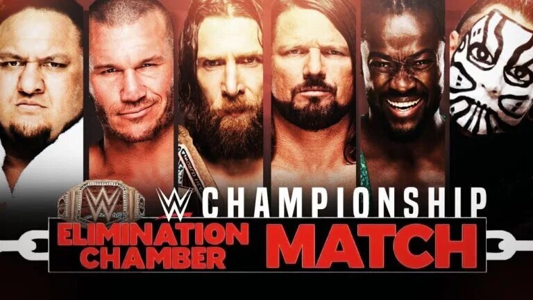 A match graphic from WWE Elimination Chamber 2019.