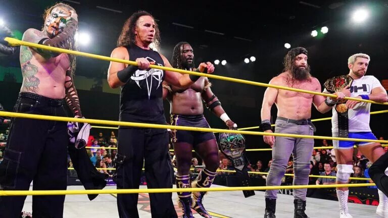 Wrestlers in the ring on an iMPACT taping prior to TNA Sacrifice