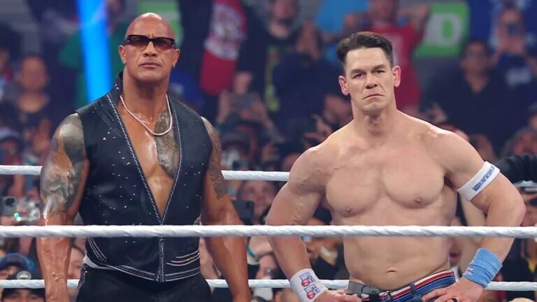 A photo of John Cena and The Rock from WWE Elimination Chamber 2025: Toronto. The two may appear together at the WWE European Tour.