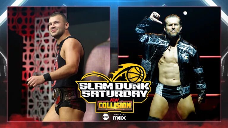 A blog banner image for AEW Collision: Slam Dunk Saturday.