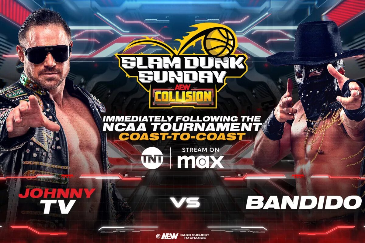 A blog banner image for AEW Collision: Slam Dunk Sunday.