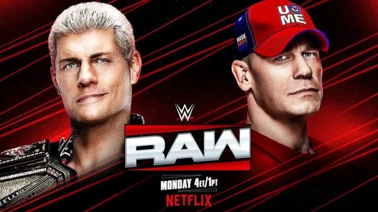 Blog banner for the WWE Monday Night Raw results for March 24th, 2025 featuring John Cena and Cody Rhodes.