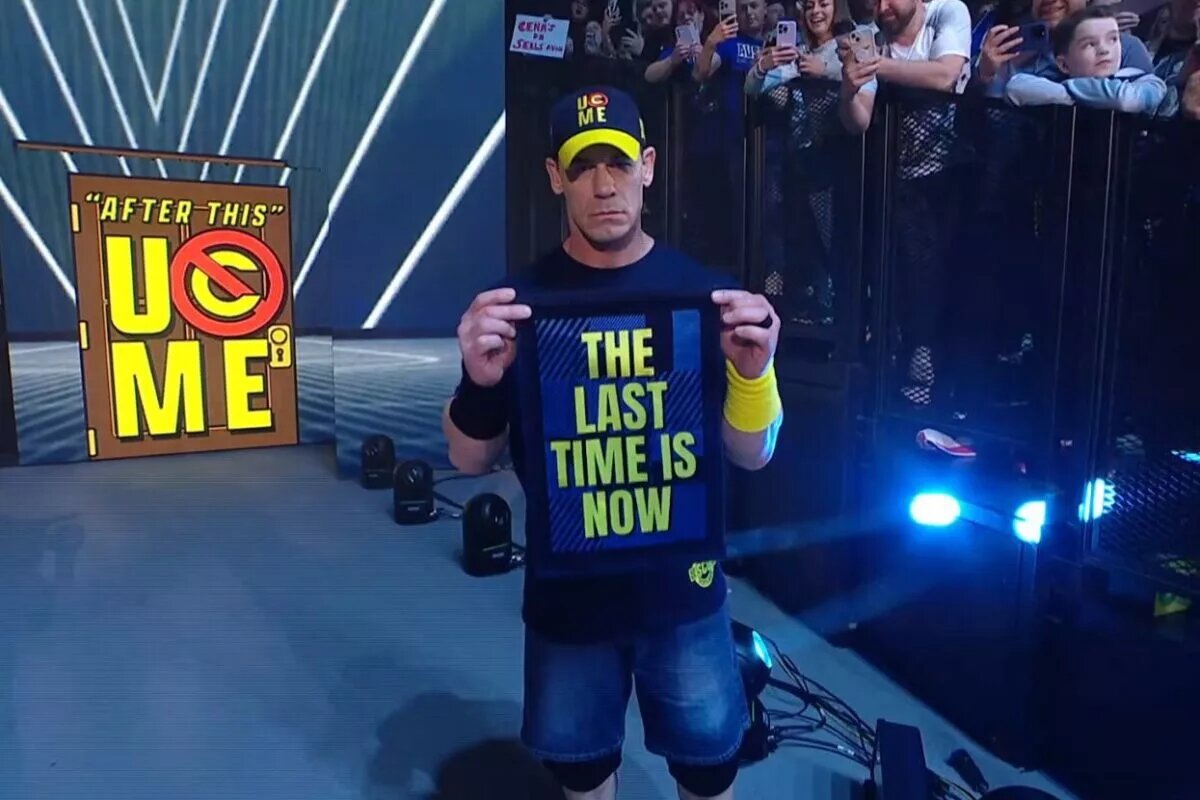 A photo of John Cena on WWE Raw as he confronts Cody Rhodes in Glasgow, Scotland.
