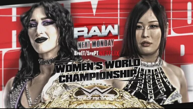 A blog banner for the February 25th, 2025 edition of WWE Raw tonightfeaturing Rhea Ripley and IYO SKY and WWE championship changes hands.