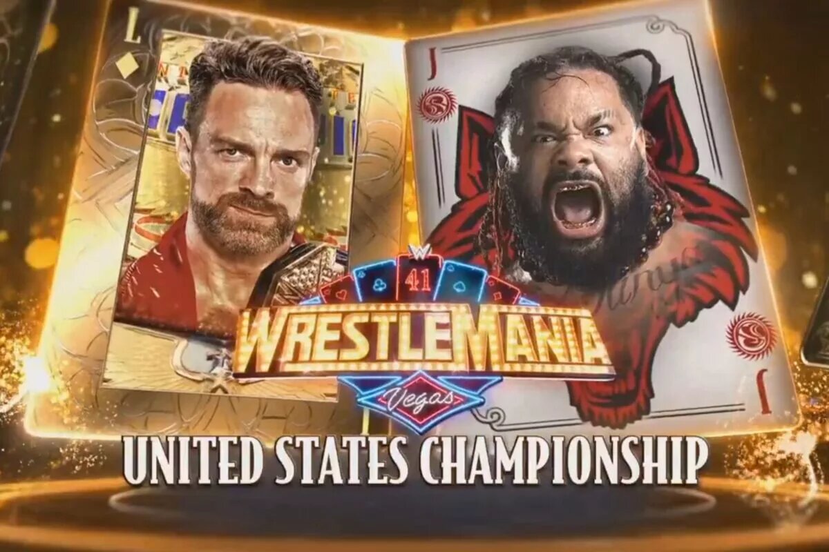 A graphic for WWE WrestleMania 41 featuring Jacob Fatu and LA Knight.