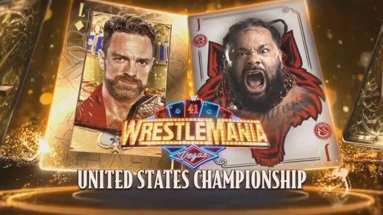 A graphic for WWE WrestleMania 41 featuring Jacob Fatu and LA Knight.
