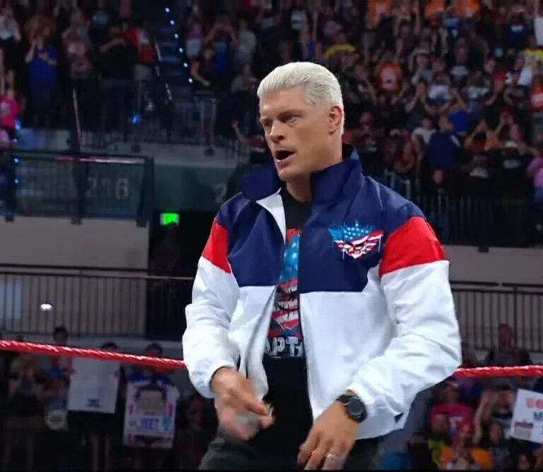 A photo of a returning Cody Rhodes on WWE Saturday Night's Main Event to challenge John Cena to a match a Money in the Bank 2025.