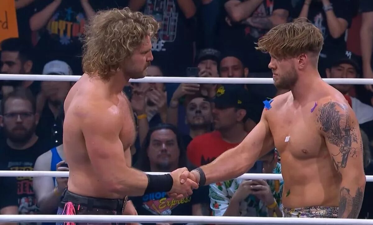 A photo of Hangman Page at AEW Double or Nothing 2025 with Will Ospreay.