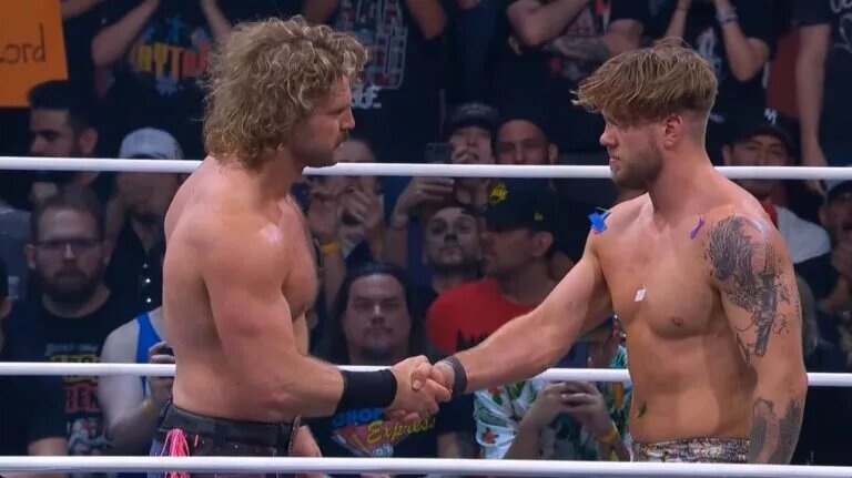 A photo of Hangman Page at AEW Double or Nothing 2025 with Will Ospreay.