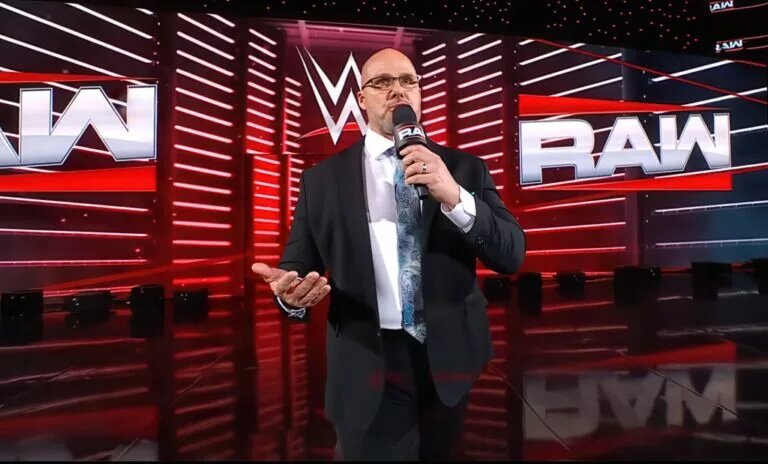 A photo of WWE Raw General Manager Adam Pearce.