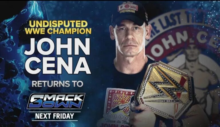 Blog banner for the WWE SmackDown preview for May 9th, 2025, advertising a John Cena appearance ahead of WWE Backlash St. Louis.