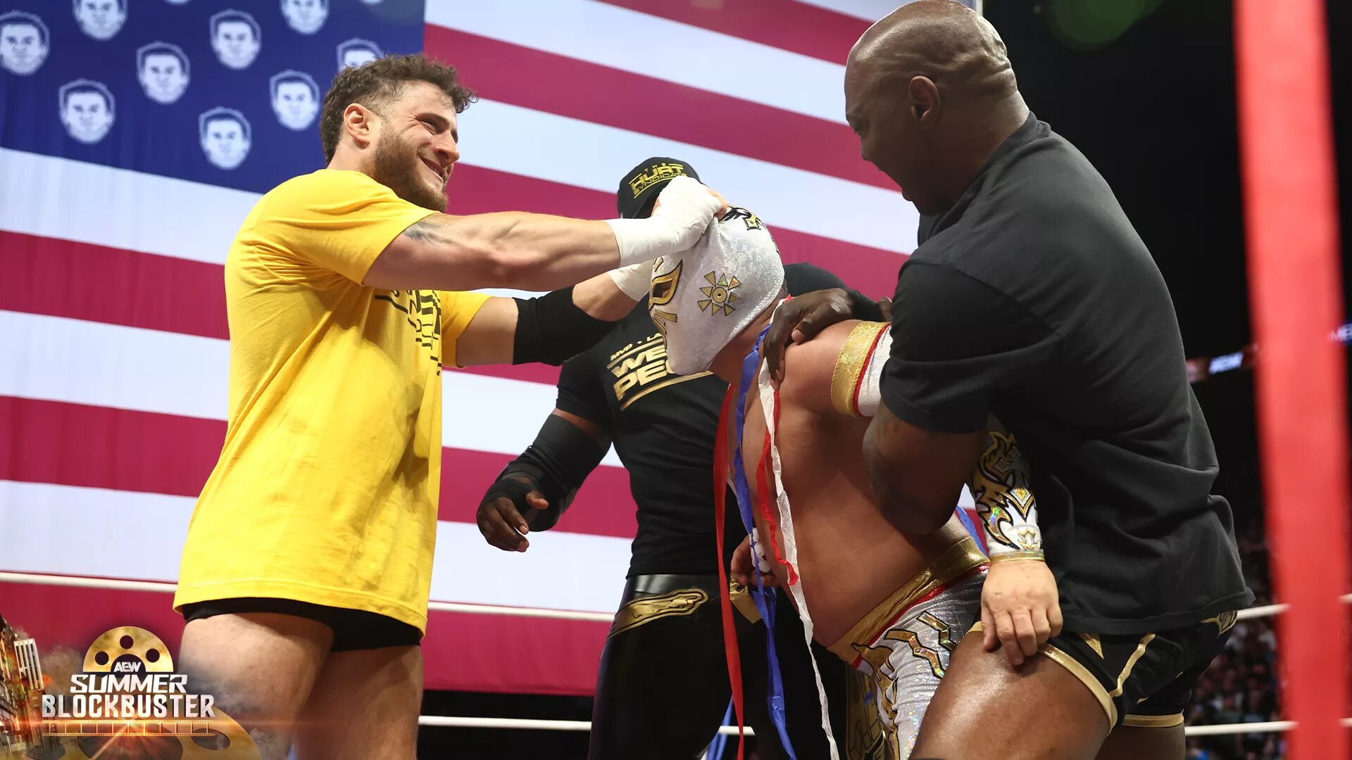 A photo of MJF and the Hurt Syndicate from AEW Summer Blockbuster.