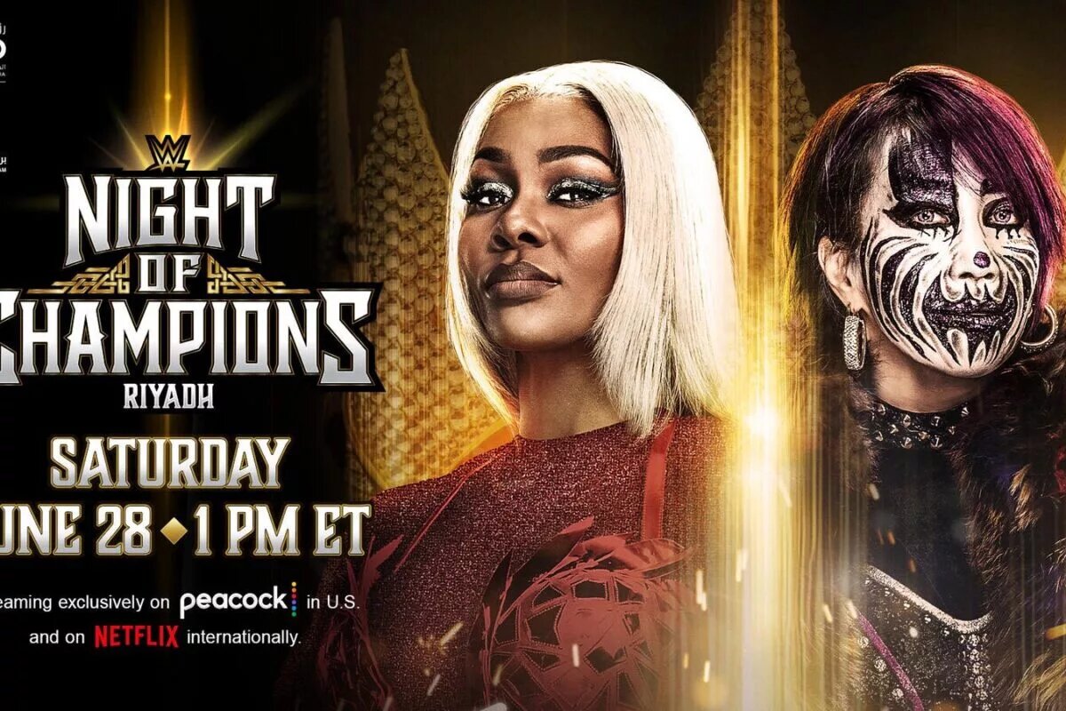 A photo of Jade Cargill and Asuka, competitors of the Queen of the Ring finals at WWE Night of Champions.