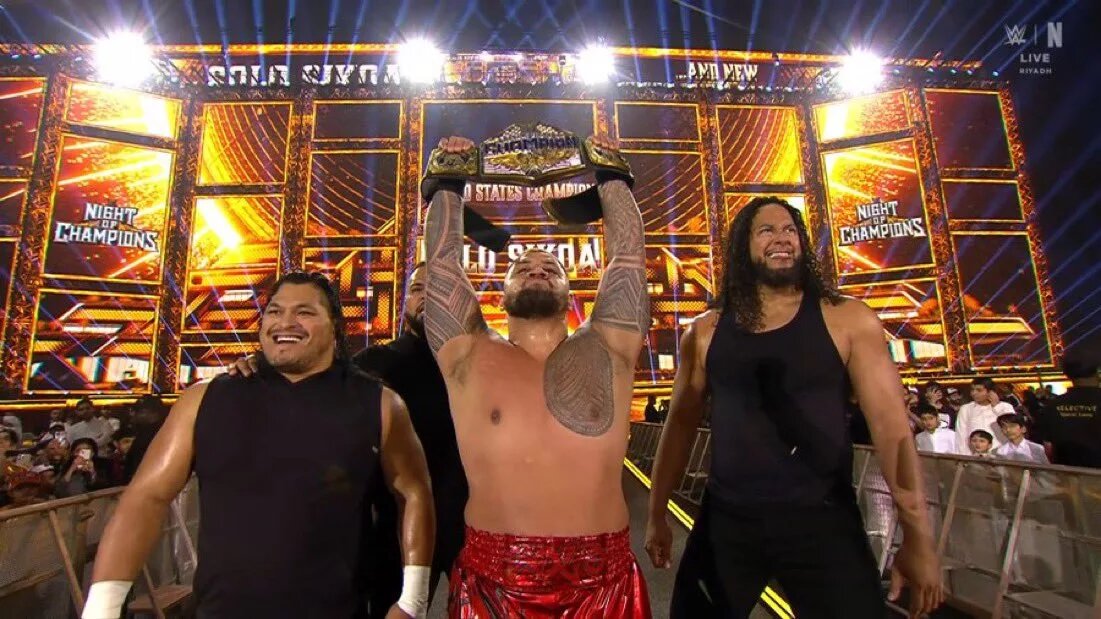 A photo of Hikuleo at WWE Night of Champions with Solo Sikoa, Tonga Loa, and JC Mateo.