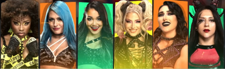 A graphic for the women's WWE Money in the Bank 2025 match.