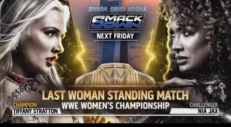 A WWE SmackDown preview graphic for June 27, 2025 in Riyadh, Saudi Arabia.