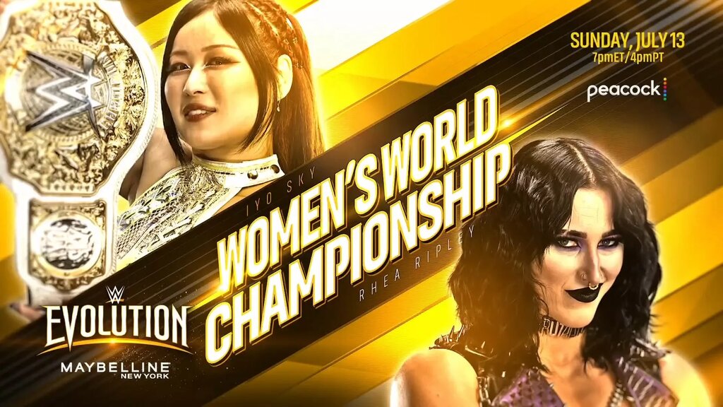 IYO SKY vs Rhea Ripley Evolution match graphic
