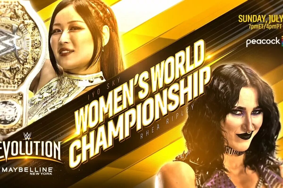 IYO SKY vs Rhea Ripley Evolution match graphic
