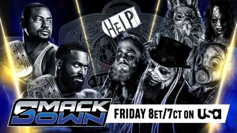 A WWE SmackDown graphic featuring the Wyatt Sicks and The Street Profits.