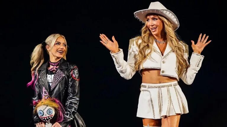 A photo featuring WWE SummerSlam 2025 competitors Alexa Bliss and Charlotte Flair.