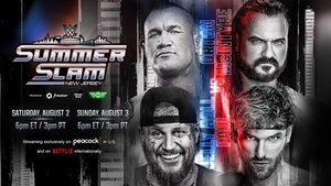 A graphic for WWE SummerSlam 2025 results for night one, August 2nd, 2025.