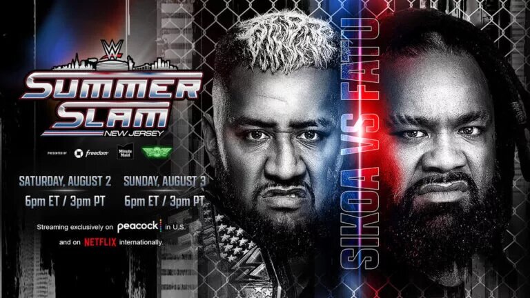 A graphic for WWE SummerSlam 2025 results for night one, August 2nd, 2025.