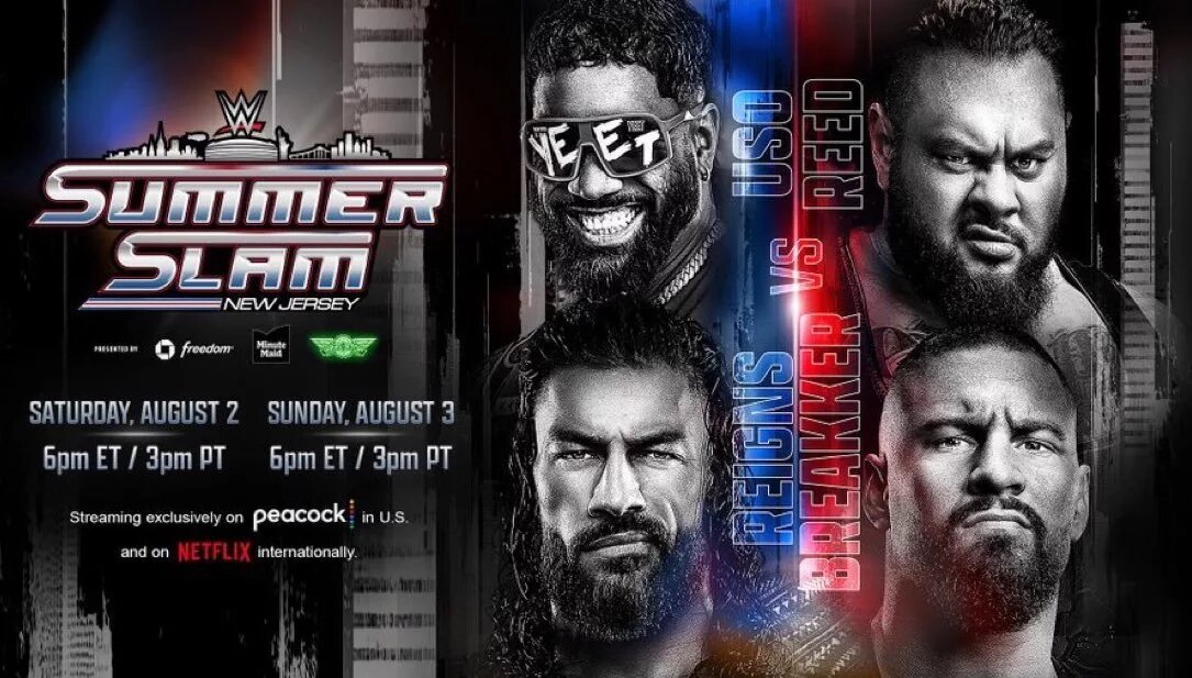 A WWE SummerSlam 2025 preview and card graphic for night one, August 2nd, 2025.
