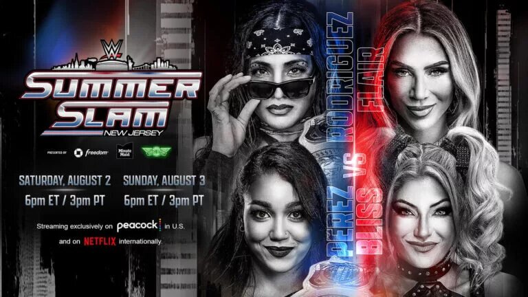 A photo featuring WWE SummerSlam 2025 competitors Alexa Bliss and Charlotte Flair.